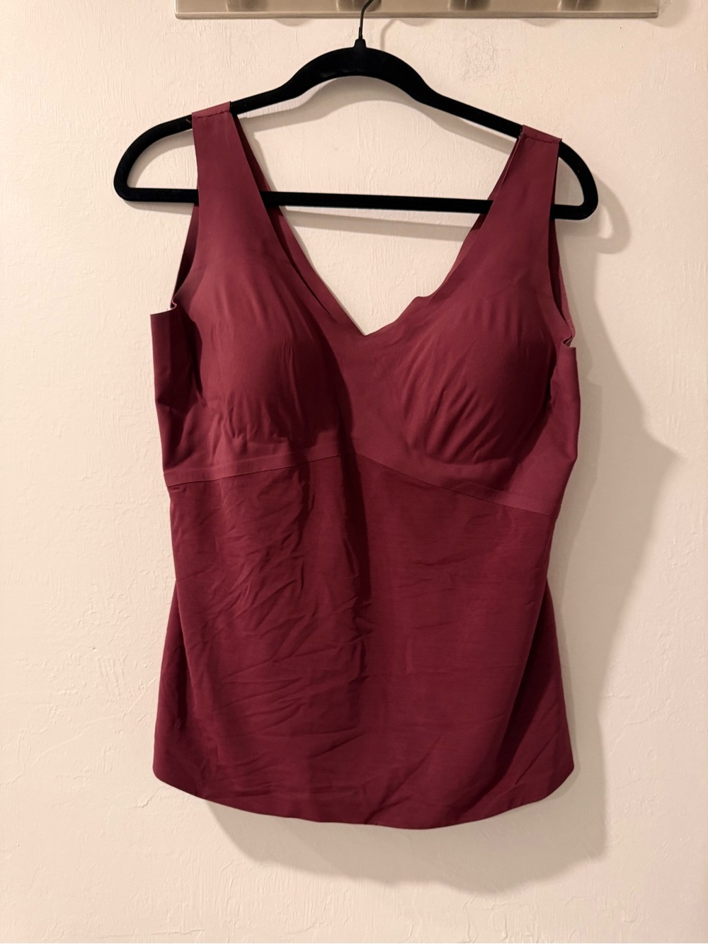 Honeylove LiftWear Cami 1X Vamp Burgundy Built-In Bra Shapewear Tank